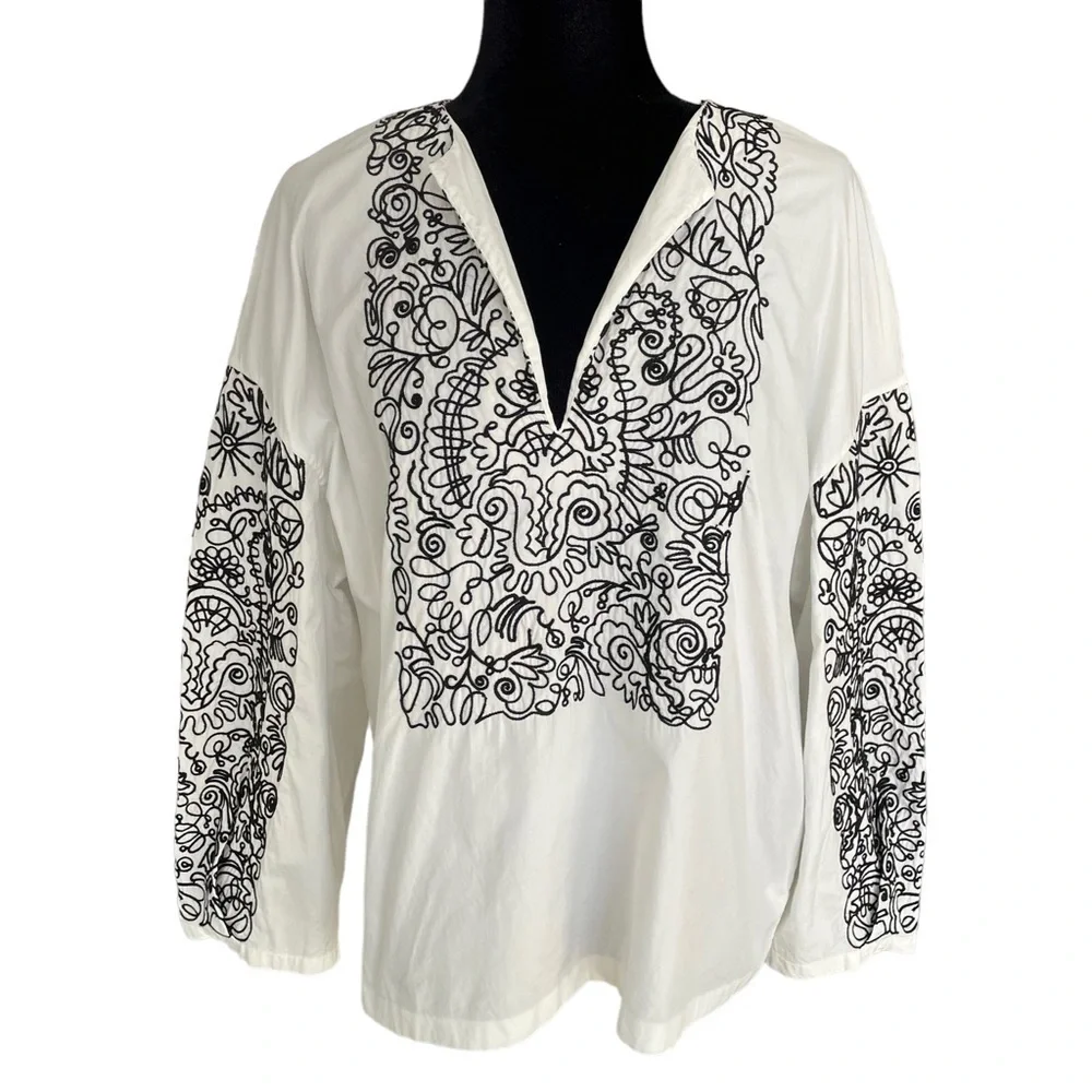 Tory Burch White Embroidered Top